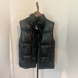 Abercrombie vegan leather Black Puffer Vest size small